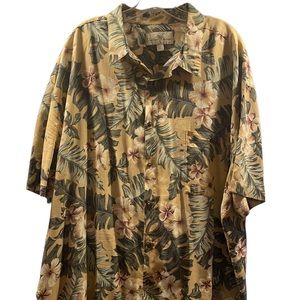 Island Shores Mens 2XL Cream Hawaiian floral short sleeve shirt